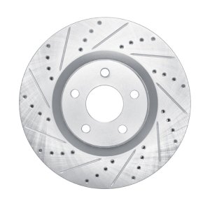 Ford Bronco Sport Brake Rotor (1) - Front Left - R1 Concepts - Drilled & Slotted - Silver - `20-`25